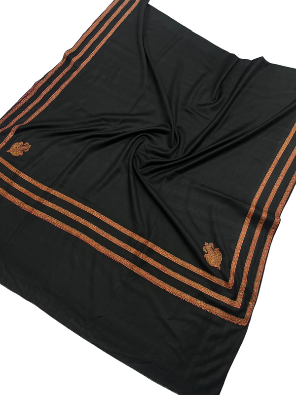 Elegant Pashmina Shawl with Triple Border Kingri Design