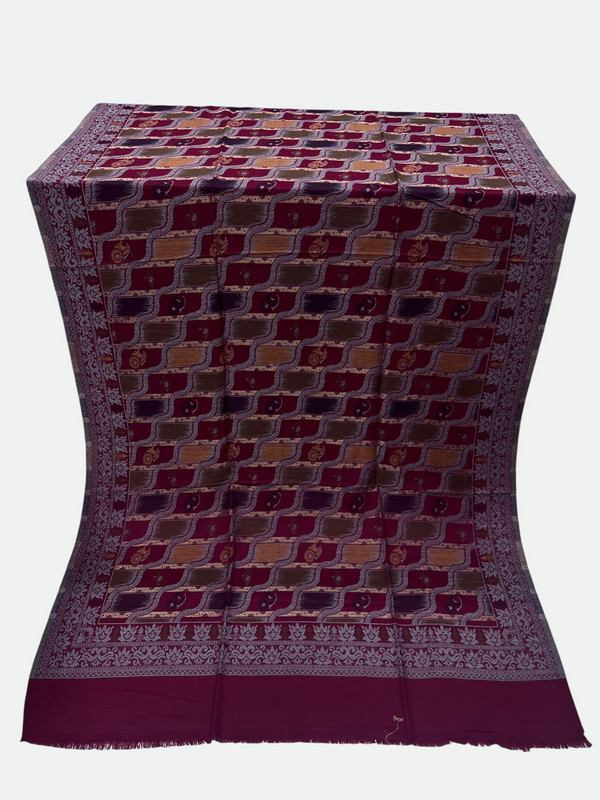 Leheriya Design Wool Kani with Moonlight Shawl - Tajmehalhandicrafts