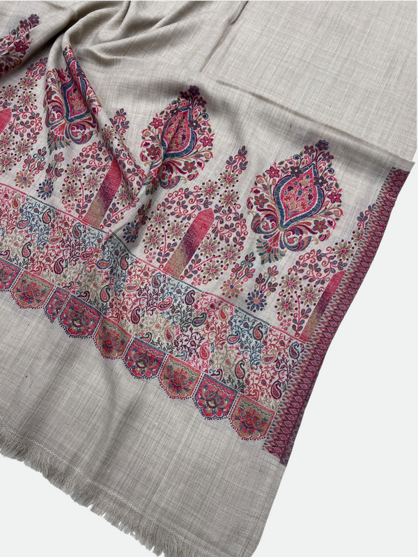 Kani Woolen Pula Border Shawl -01 - Tajmehalhandicrafts
