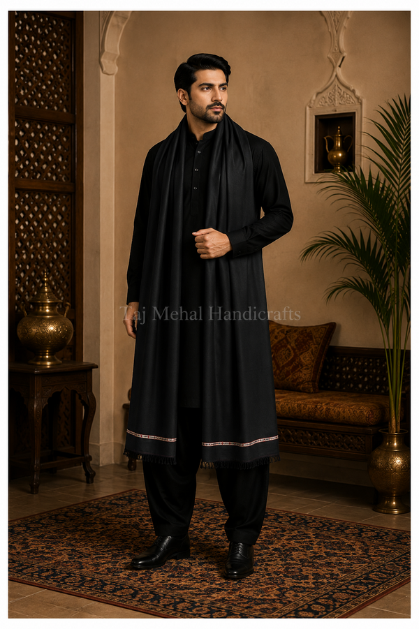 Elegant Black Pashmina Shawls for Men – Elevate Your Wardrobe Effortlessly
