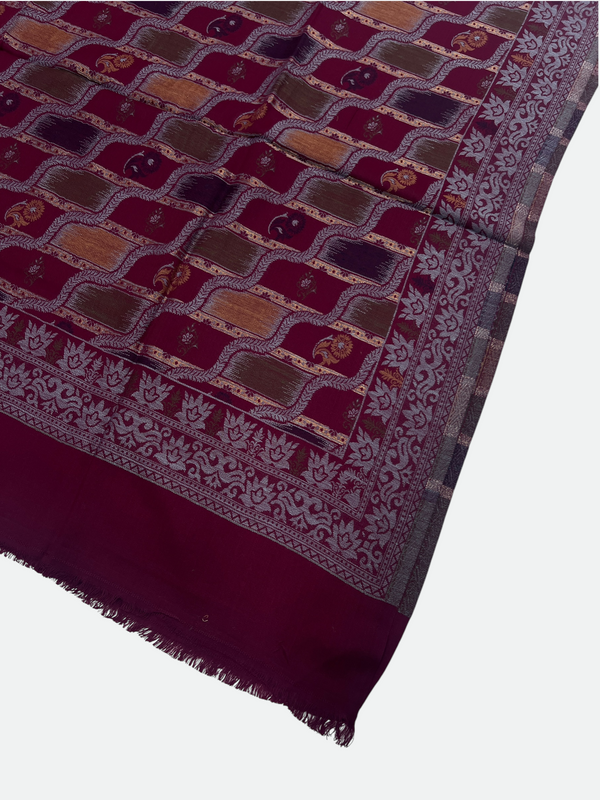 Leheriya Design Wool Kani with Moonlight Shawl - Tajmehalhandicrafts