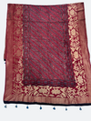 Premium Dola Silk Ajrakh Hand Block Print Natural Dye Zari Border Dupatta - Tajmehalhandicrafts
