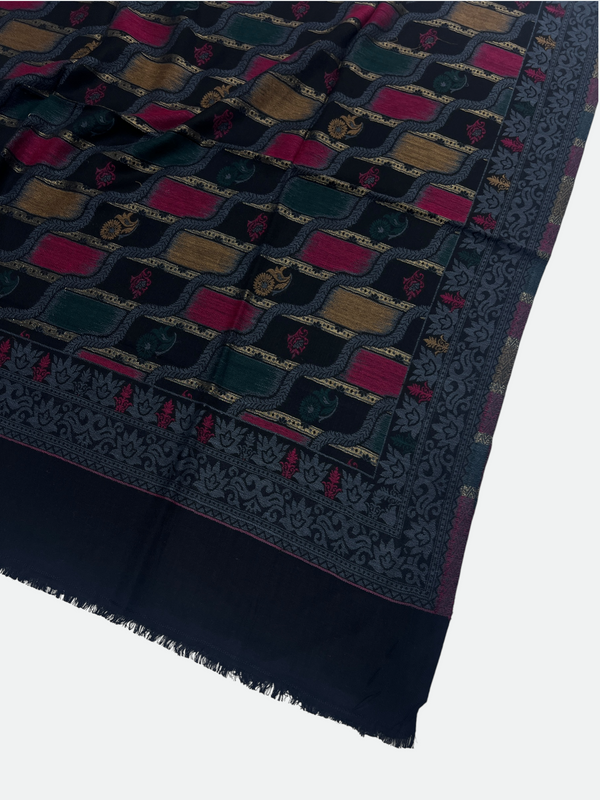 Leheriya Design Wool Kani with Moonlight Shawl - 02 - Tajmehalhandicrafts