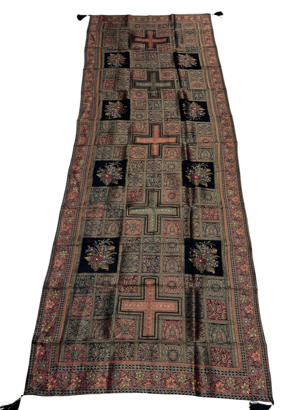 Black Maharani Unstitched Suit with Paisley Detailing