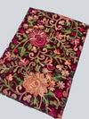 Multicolor Aari Embroidered Maroon Kashmiri Wool Shawl - Tajmehalhandicrafts