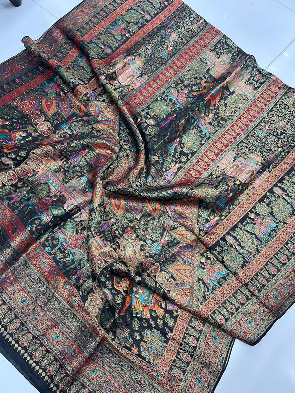 Luxury Artisanal Banjara Silk Dupatta with Sikhargah Design