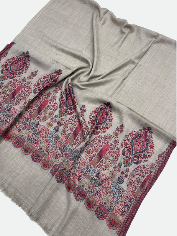 Kani Woolen Pula Border Shawl -01 - Tajmehalhandicrafts