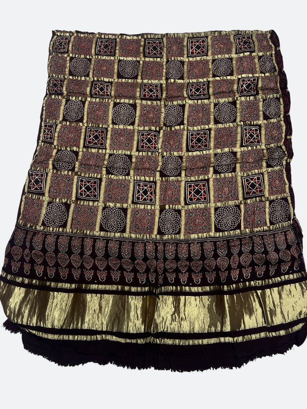 Traditional Ajrakh Design Patalo Gajji Silk Dupatta - Tajmehalhandicrafts