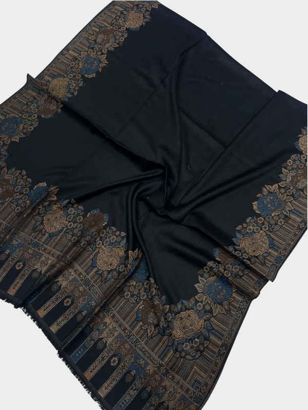 3d kani woolen Border shawl - 09 - Tajmehalhandicrafts
