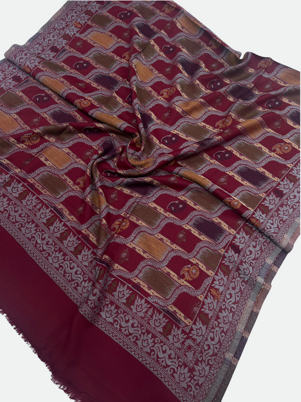 Leheriya Design Wool Kani with Moonlight Shawl - Tajmehalhandicrafts
