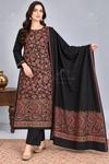 Black MonaLisa 3-Piece Kani Woolen Unstitched Suit