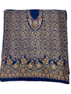 3-Piece Kani Woolen unstitched Suit - Blue - Tajmehalhandicrafts