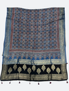 Classic Ajrakh Silk Dupatta – Hand Block Printed Dola Silk - Tajmehalhandicrafts