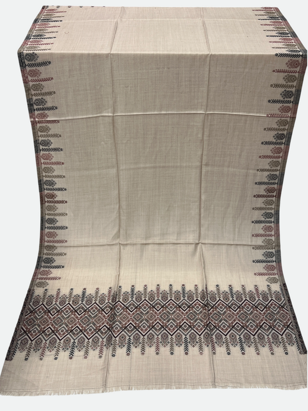 Woolen Swati Cross-Stitch Border Shawl - 03 - Tajmehalhandicrafts