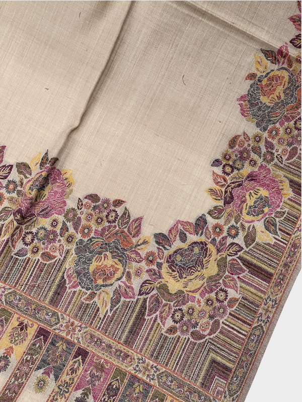 3d kani woolen Border shawl - 05 - Tajmehalhandicrafts