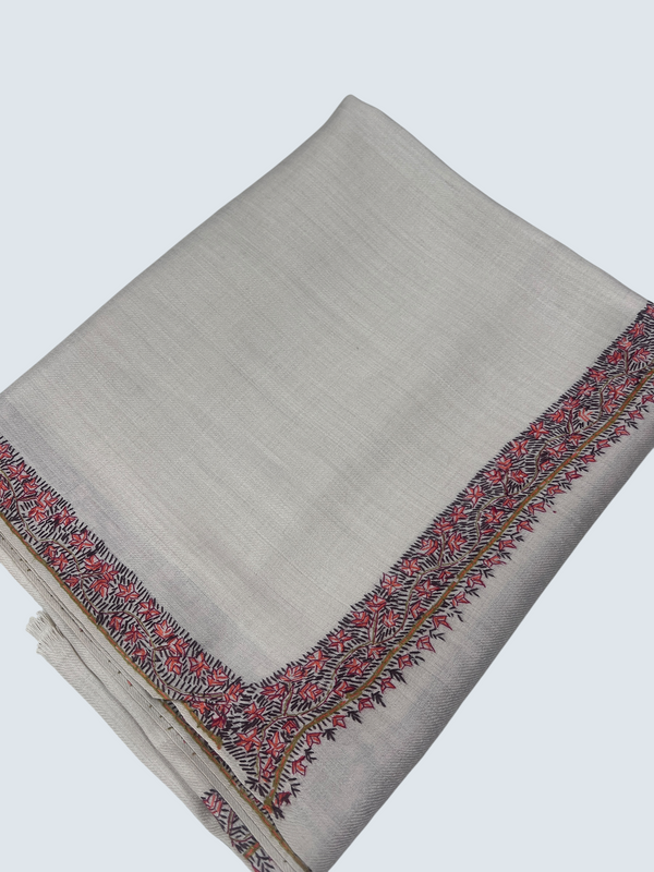 Elevate Your Style with Our Handcrafted Woolen Shawl - Hashiya Border Needle Sui Work - Tajmehalhandicrafts