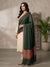 Women pure pashmina hand embroidered Green Sozni border with exquisite Pula wo