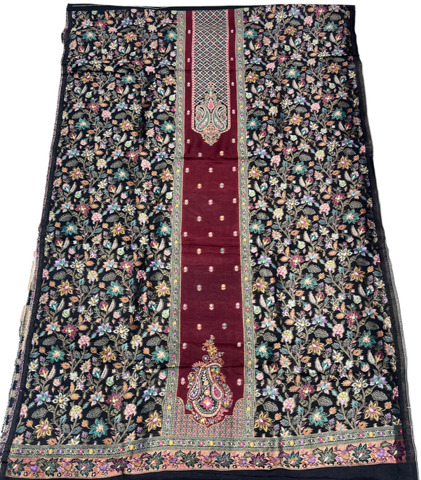 Black with Maroon Maharani Unstitched Suits