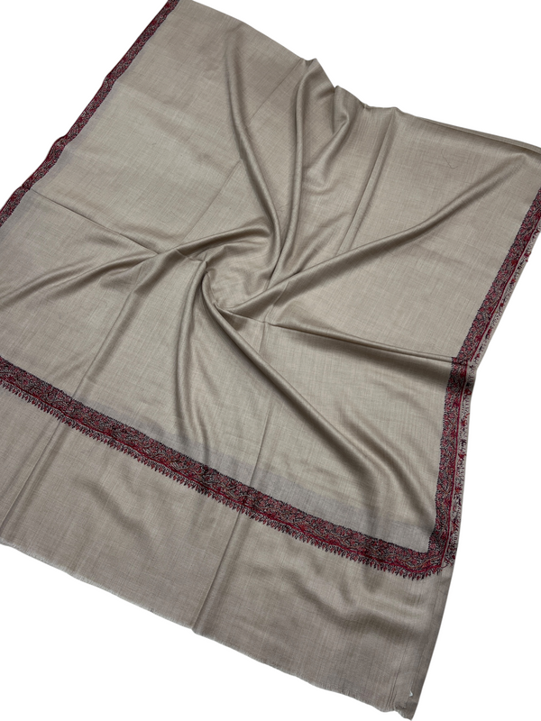 Elevate Your Style with Our Handcrafted Woolen Shawl - Hashiya Border Needle Sui Work - Tajmehalhandicrafts
