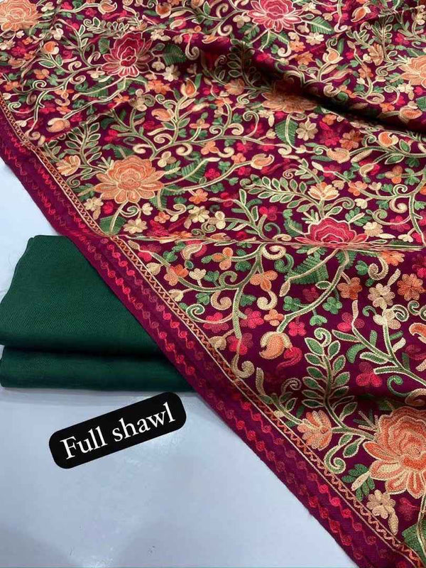 Marina Plain suit with woolen Embordered Shawl