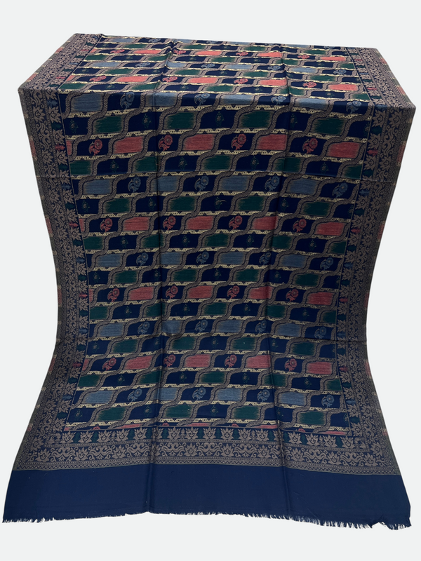 Leheriya Design Wool Kani with Moonlight Shawl - 01 - Tajmehalhandicrafts