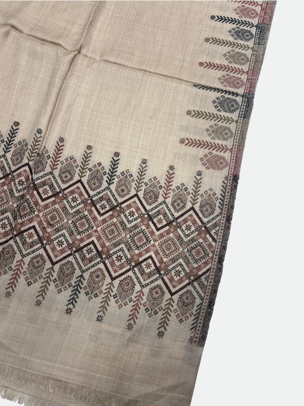 Woolen Swati Cross-Stitch Border Shawl - 03 - Tajmehalhandicrafts