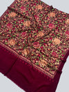 Multicolor Aari Embroidered Maroon Kashmiri Wool Shawl - Tajmehalhandicrafts