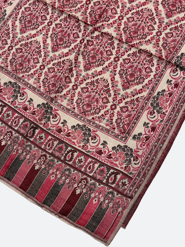 Wool Kani Woven Stole - Tajmehalhandicrafts