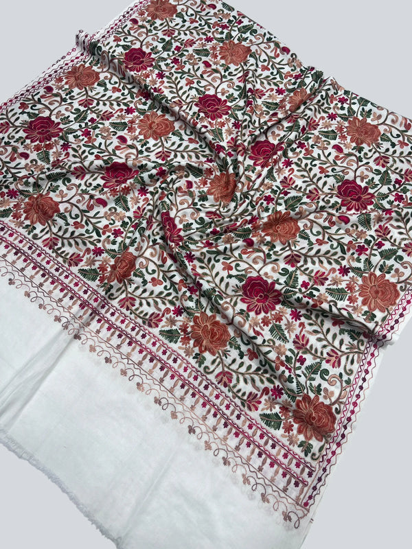 Kashmiri Wool Shawls with Aari Embroidery - Tajmehalhandicrafts