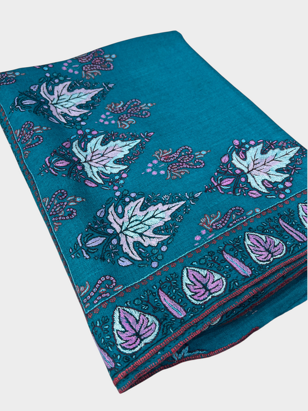 Chinar Leaf sozni Handmade Work Border Shawl
