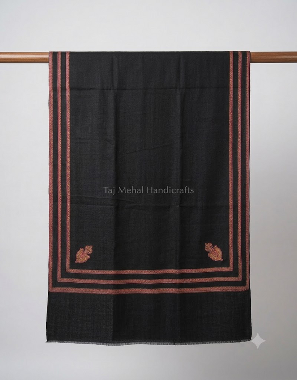 Elegant Pashmina Shawl with Triple Border Kingri Design