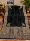 Black and champagne beige Moonlight Kani border shawl 40 by 80 inches ornate paisley pallu Taj Mehal Handicrafts Islamabad