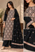 Black paper mache embroidered three-piece suit with matching buti border shawl