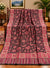 Black rose pink all over floral Kani shawl with framed flower border striped pallu and fringe Taj Mehal Handicrafts Islamabad