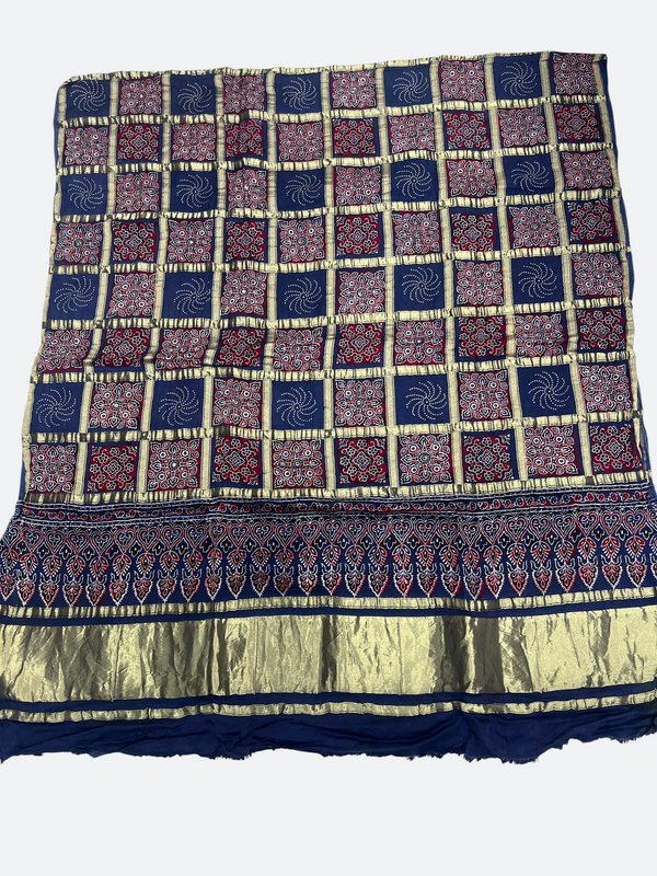 Classic Sindhi Ajrakh Dupatta in Premium Gajji Silk - Tajmehalhandicrafts