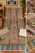 Ivory multicolor Kalamkari printed unstitched three piece pashmina suit with purple green blue rust paisley print, matching printed dupatta and plain ivory trouser Taj Mehal Handicrafts Islamabad