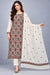 Ivory paper mache embroidered three-piece suit with matching border shawl and scattered buti motifs