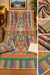 Ivory multicolor Kalamkari printed pashmina unstitched 3 piece suit with royal paisley design matching printed fabric and plain cream trouser Taj Mehal Handicrafts Islamabad