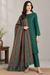 Mona Lisa Kani unstitched suit with plain emerald shirt and trousers and patterned shawl – Taj Mehal Handicrafts