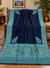 Navy blue Moonlight Kani border shawl turquoise paisley floral border 40x80 inches Taj Mehal Handicrafts Islamabad