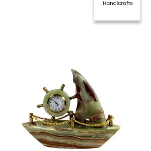 Onyx Stone Ship Table Clock 5″
