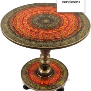24″ Wooden Table with Lacquer Art