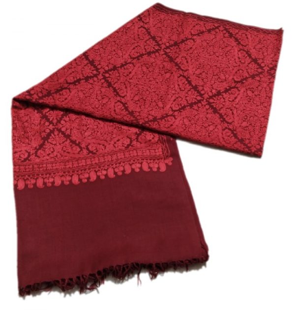 Maroon and Red Aari work Jama with Embroidery