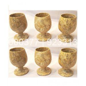 5″ Onyx Marble Handcrafted Wine Glasses Multi-Brown Pack Of 6
