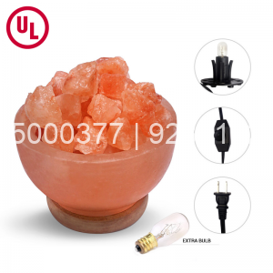 Himalayan Rock Salt Fire Bowl Lamp W/ Rough Salt Chunks