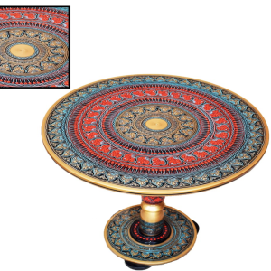 Red And Blue Lacquer Art Corner Table
