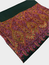 Women pure pashmina hand embroidered Green Sozni border with exquisite Pula wo