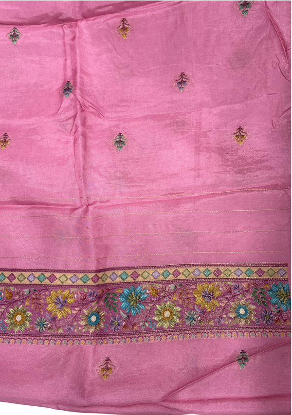 Pink with brown Maharani Unstitched Suits