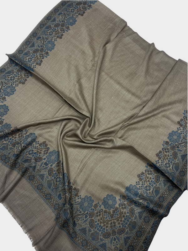 3d kani woolen Border shawl - 02 - Tajmehalhandicrafts