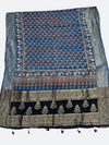 Artisan Ajrakh Dola Silk Dupatta – Traditional Hand Block Craft - Tajmehalhandicrafts